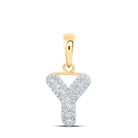 10kt Yellow Gold Baguette Diamond Initial Pendant - Personalized Elegance - Splendid Jewellery