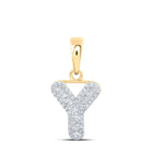 10kt Yellow Gold Baguette Diamond Initial Pendant - Personalized Elegance - Splendid Jewellery