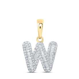 10kt Yellow Gold Baguette Diamond Initial Pendant - Personalized Elegance - Splendid Jewellery