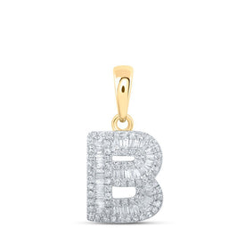 10kt Yellow Gold Baguette Diamond Initial Pendant - Personalized Elegance in Sparkling Brilliance - Splendid Jewellery
