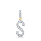 10kt Yellow Gold Baguette Diamond Initial S Letter Charm Pendant - 3/4 Cttw - Splendid Jewellery