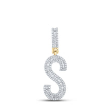 Load image into Gallery viewer, 10kt Yellow Gold Baguette Diamond Initial S Letter Charm Pendant - 3/4 Cttw - Splendid Jewellery