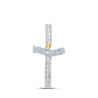 10kt Yellow Gold Baguette Diamond Initial T Letter Charm Pendant - 5/8 Cttw - Splendid Jewellery