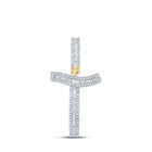 10kt Yellow Gold Baguette Diamond Initial T Letter Charm Pendant - 5/8 Cttw - Splendid Jewellery