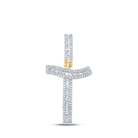 10kt Yellow Gold Baguette Diamond Initial T Letter Charm Pendant - 5/8 Cttw - Splendid Jewellery
