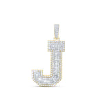 10kt Yellow Gold Baguette Diamond J Initial Charm Pendant - 4 - 1/5 Cttw - Splendid Jewellery - Splendid Jewellery