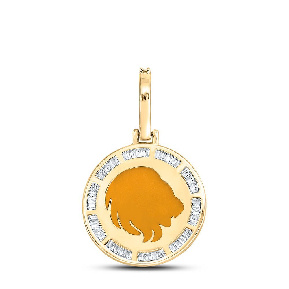10kt Yellow Gold Baguette Diamond Leo Sign Pendant - 1/2 Cttw - Splendid Jewellery