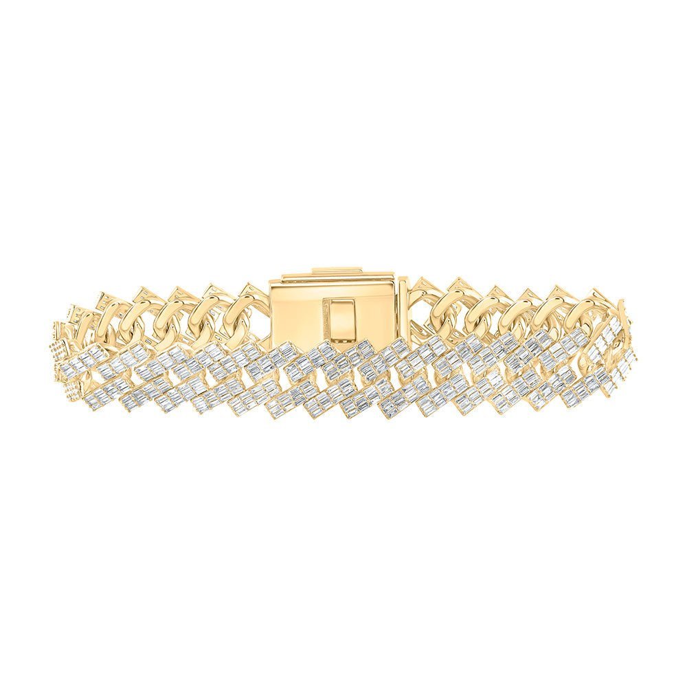 10kt Yellow Gold Baguette Diamond Link Bracelet for Men - 7 - 3/4 Cttw | Splendid Jewellery - Splendid Jewellery