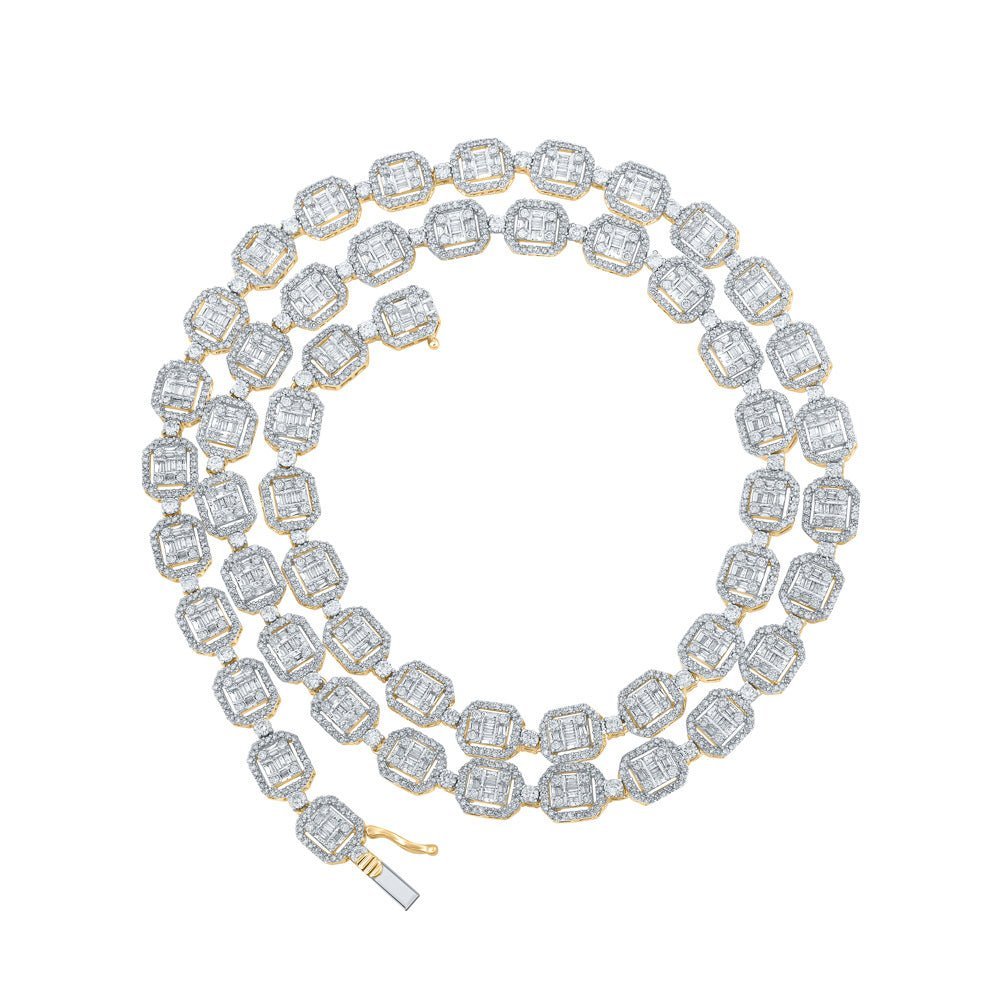 10kt Yellow Gold Baguette Diamond Link Chain Necklace - 12 Cttw - Splendid Jewellery