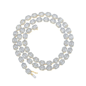 10kt Yellow Gold Baguette Diamond Link Chain Necklace - 12 Cttw - Splendid Jewellery
