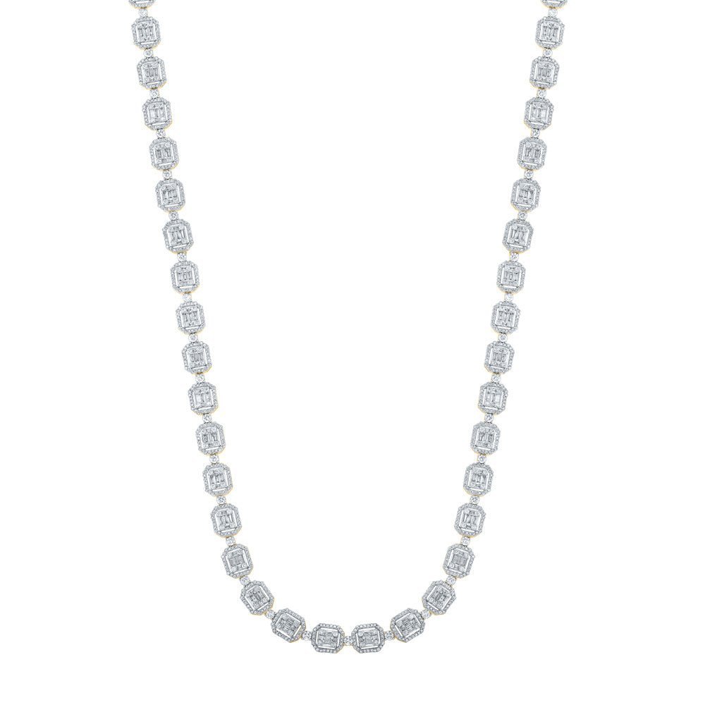 10kt Yellow Gold Baguette Diamond Link Chain Necklace - 15 Cttw - Splendid Jewellery