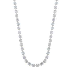 10kt Yellow Gold Baguette Diamond Link Chain Necklace - 15 Cttw - Splendid Jewellery