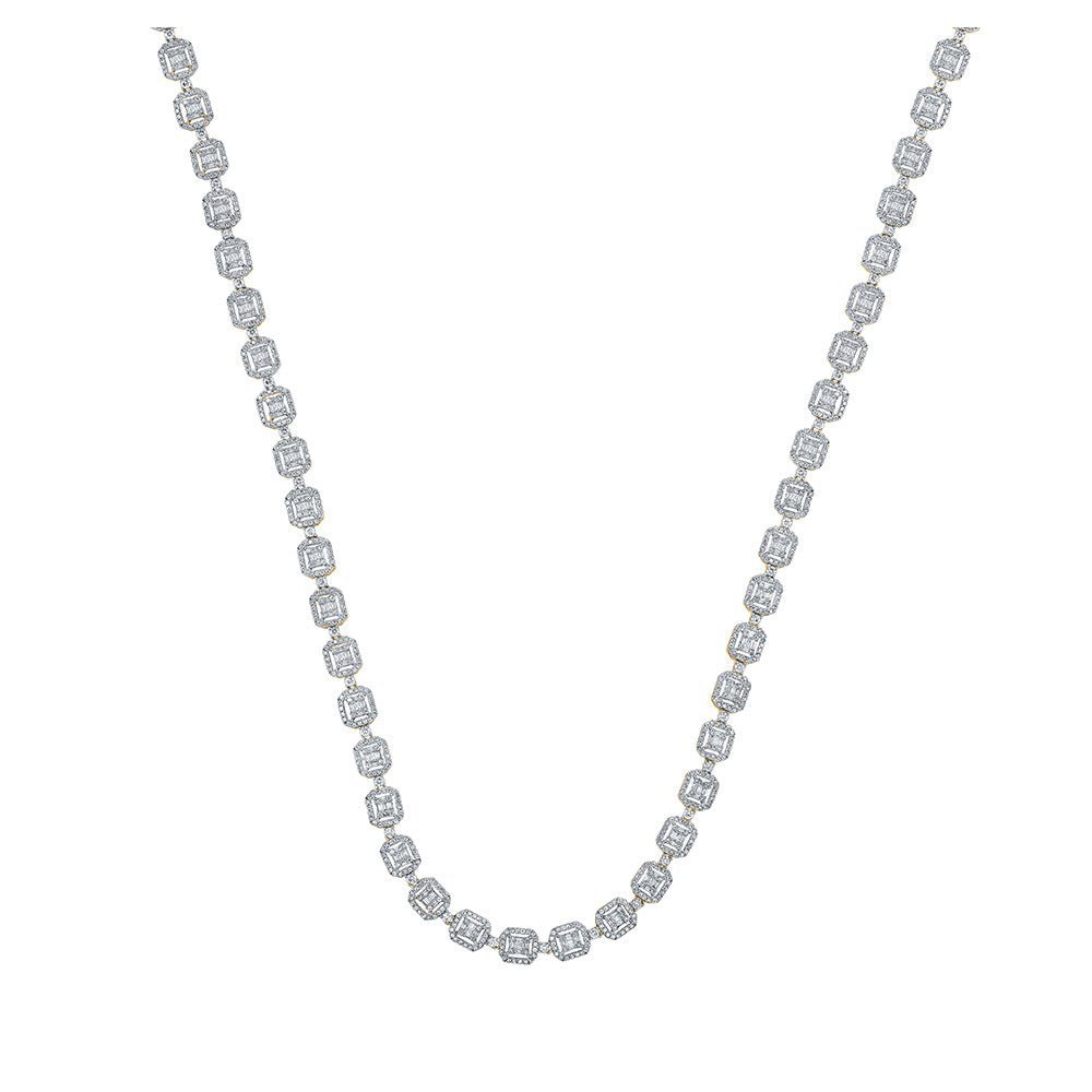 10kt Yellow Gold Baguette Diamond Link Chain Necklace - 9 Cttw - Splendid Jewellery