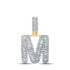 10kt Yellow Gold Baguette Diamond M Initial Pendant - 3/4 Cttw | Stunning Men's Diamond Charm - Splendid Jewellery