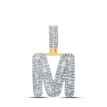 Load image into Gallery viewer, 10kt Yellow Gold Baguette Diamond M Initial Pendant - 3/4 Cttw | Stunning Men's Diamond Charm - Splendid Jewellery