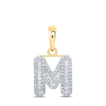 Load image into Gallery viewer, 10kt Yellow Gold Baguette Diamond M Initial Pendant - A Stunning Symbol of Elegance and Sophistication - Splendid Jewellery