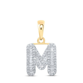 10kt Yellow Gold Baguette Diamond M Initial Pendant - A Stunning Symbol of Elegance and Sophistication - Splendid Jewellery