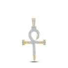 10kt Yellow Gold Baguette Diamond Nail Cross Ankh Pendant - 3/4 Ct.t.w. Men's Charm - Splendid Jewellery