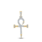 10kt Yellow Gold Baguette Diamond Nail Cross Ankh Pendant - 3/4 Ct.t.w. Men's Charm - Splendid Jewellery