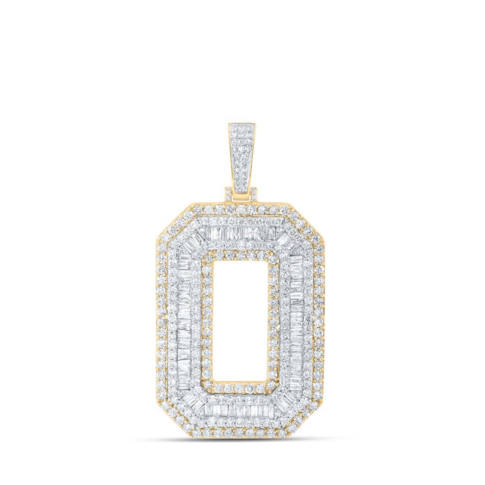 10kt Yellow Gold Baguette Diamond O Initial Charm Pendant - 6 - 1/5 Cttw - Splendid Jewellery