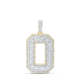 10kt Yellow Gold Baguette Diamond O Initial Charm Pendant - 6 - 1/5 Cttw - Splendid Jewellery