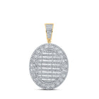 10kt Yellow Gold Baguette Diamond Oval Charm Pendant for Men - 1 - 7/8 Cttw - Splendid Jewellery