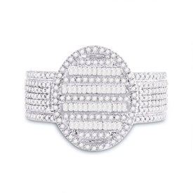 10kt Yellow Gold Baguette Diamond Oval Cluster Men's Ring - 1 Cttw Front view from the 10Kt Yellow Gold Mens Baguette Diamond Oval Cluster Ring 1 Cttwpin246815 collection by Splendid Jewellery