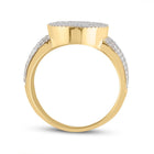 10kt Yellow Gold Baguette Diamond Oval Cluster Men's Ring - 1 Cttw - Splendid Jewellery