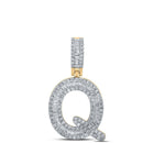 10kt Yellow Gold Baguette Diamond Q Initial Pendant for Men | 1/2 Ct.t.w. | Splendid Jewellery - Splendid Jewellery