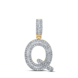 10kt Yellow Gold Baguette Diamond Q Initial Pendant for Men | 1/2 Ct.t.w. | Splendid Jewellery - Splendid Jewellery