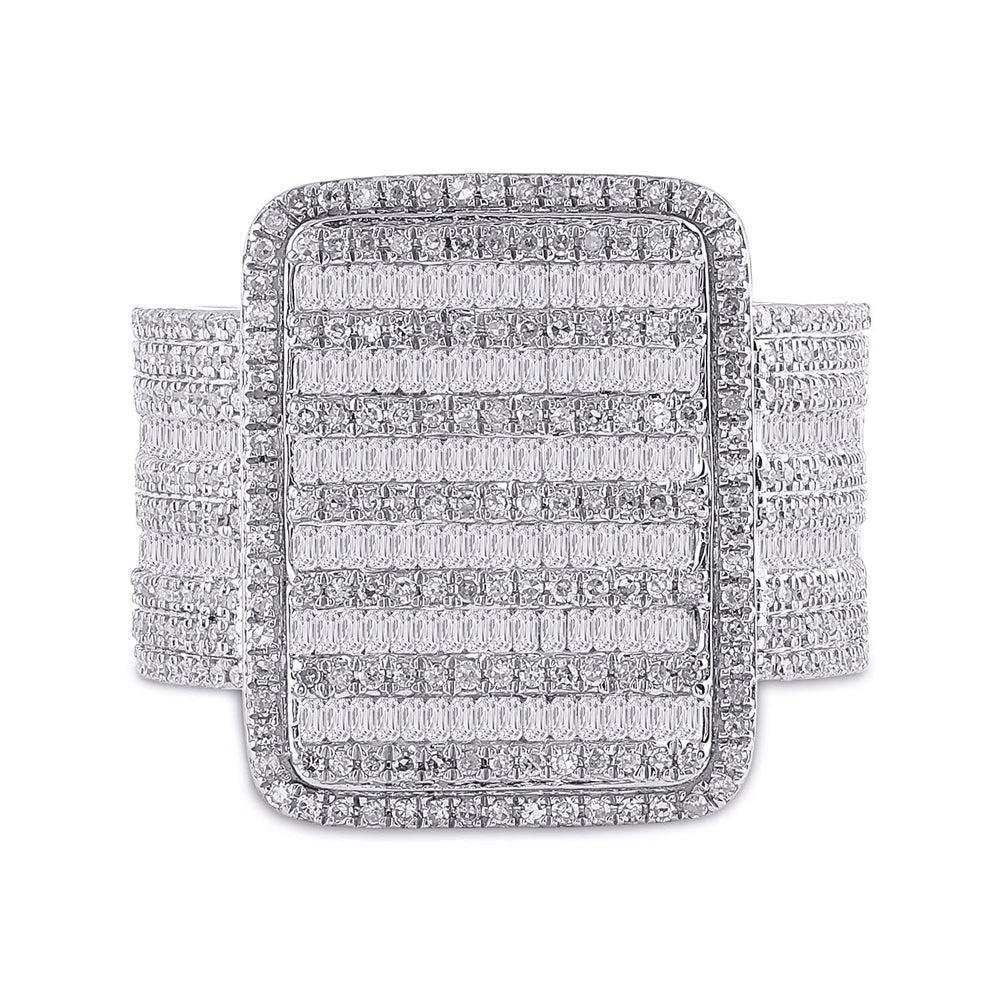 10kt Yellow Gold Baguette Diamond Rectangle Cluster Ring - 1 - 7/8 Cttw - Splendid Jewellery
