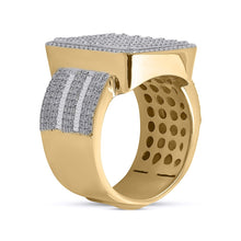 Load image into Gallery viewer, 10kt Yellow Gold Baguette Diamond Rectangle Cluster Ring - 1-7/8 Cttw Side view from the 10Kt Yellow Gold Mens Baguette Diamond Rectangle Cluster Ring 1 7 8 Cttwpin285415 collection by Splendid Jewellery