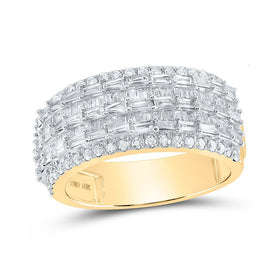 10kt Yellow Gold Baguette Diamond Round Band Ring - 1 - 3/4 Cttw - Splendid Jewellery