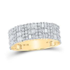 10kt Yellow Gold Baguette Diamond Round Band Ring - 1 - 7/8 Cttw - Splendid Jewellery