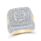 10kt Yellow Gold Baguette Diamond Square Cluster Ring - 6 - 5/8 Cttw - Splendid Jewellery