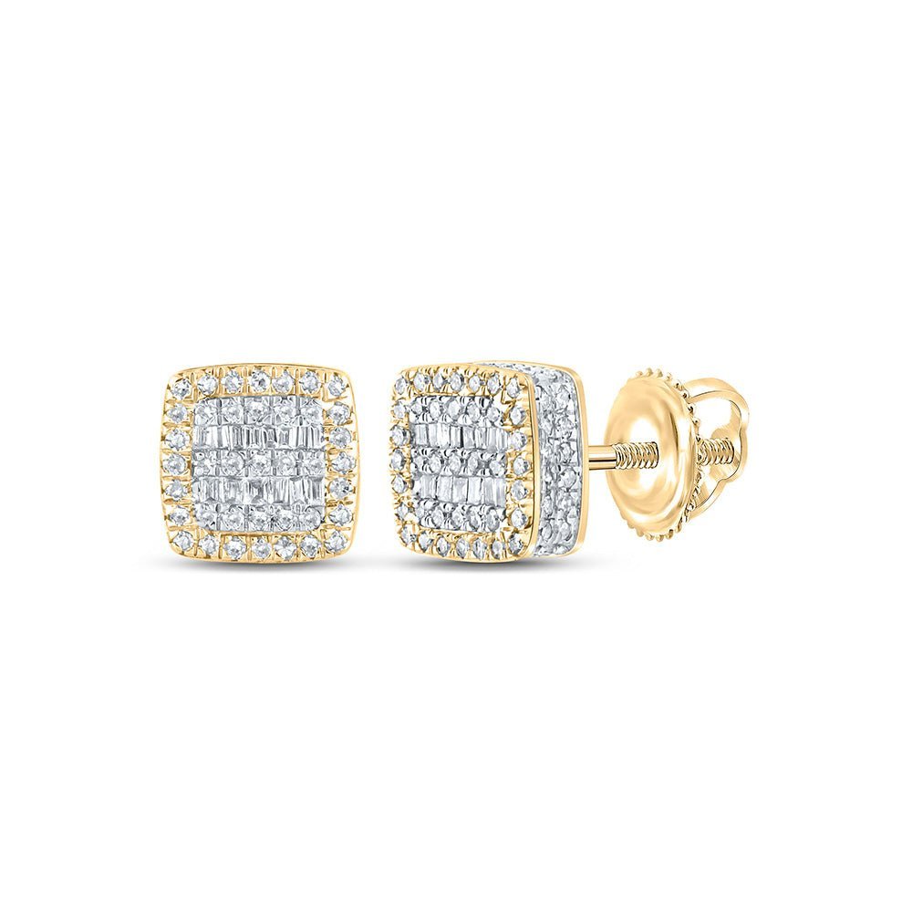 10kt Yellow Gold Baguette Diamond Square Earrings - 1/2 Cttw | Exquisite Men's Jewelry - Splendid Jewellery
