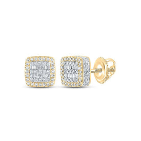 10kt Yellow Gold Baguette Diamond Square Earrings - 1/2 Cttw | Exquisite Men's Jewelry - Splendid Jewellery