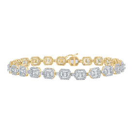 10kt Yellow Gold Baguette Diamond Square Link Bracelet - 4 Cttw - Splendid Jewellery - Splendid Jewellery