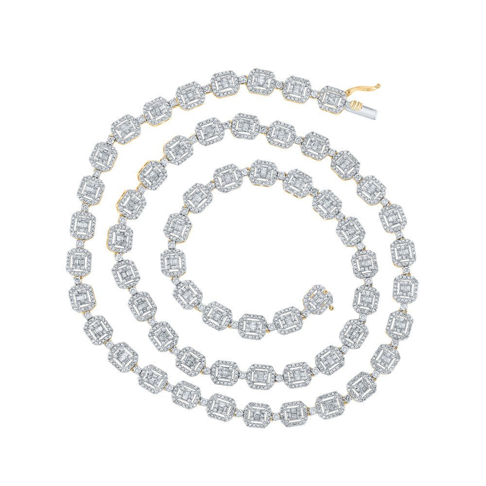 10kt Yellow Gold Baguette Diamond Square Link Chain Necklace - 10 Cttw | Splendid Jewellery - Splendid Jewellery