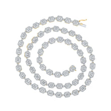 Load image into Gallery viewer, 10kt Yellow Gold Baguette Diamond Square Link Chain Necklace - 10 Cttw | Splendid Jewellery - Splendid Jewellery
