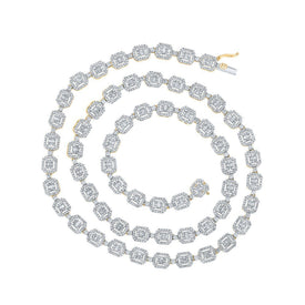 10kt Yellow Gold Baguette Diamond Square Link Chain Necklace - 10 Cttw | Splendid Jewellery - Splendid Jewellery