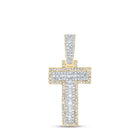 10kt Yellow Gold Baguette Diamond T Initial Charm Pendant for Men - 3/8 Cttw - Splendid Jewellery