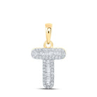 10kt Yellow Gold Baguette Diamond T Initial Pendant: A Dazzling Expression of Elegance - Splendid Jewellery