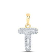 Load image into Gallery viewer, 10kt Yellow Gold Baguette Diamond T Initial Pendant: A Dazzling Expression of Elegance - Splendid Jewellery