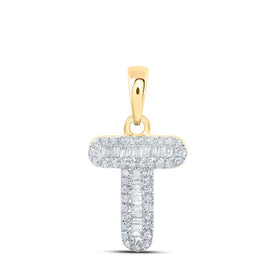 10kt Yellow Gold Baguette Diamond T Initial Pendant: A Dazzling Expression of Elegance - Splendid Jewellery