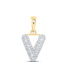 10kt Yellow Gold Baguette Diamond V Initial Pendant - A Sparkling Symbol of Elegance and Personal Style - Splendid Jewellery