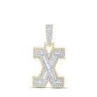 10kt Yellow Gold Baguette Diamond X Initial Charm Pendant for Men - 5/8 Cttw - Splendid Jewellery