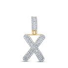 10kt Yellow Gold Baguette Diamond X Initial Pendant - 3/8 Cttw | Men's Diamond Charm Pendant - Splendid Jewellery