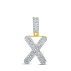 10kt Yellow Gold Baguette Diamond X Initial Pendant - 3/8 Cttw | Men's Diamond Charm Pendant - Splendid Jewellery