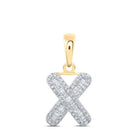 10kt Yellow Gold Baguette Diamond X Initial Pendant - Personalized Elegance at Its Finest - Splendid Jewellery